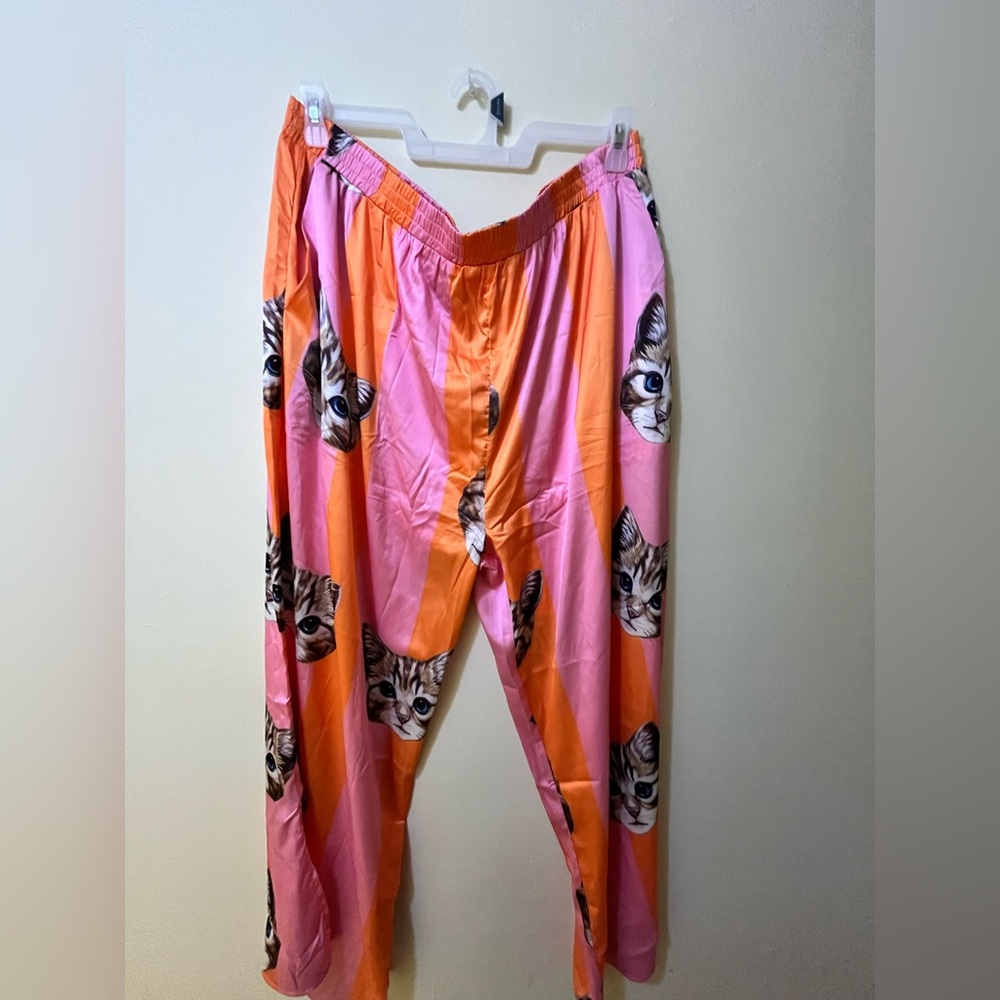 Dressed in Lala Satin Meow or Never Cat Playsuit Pants